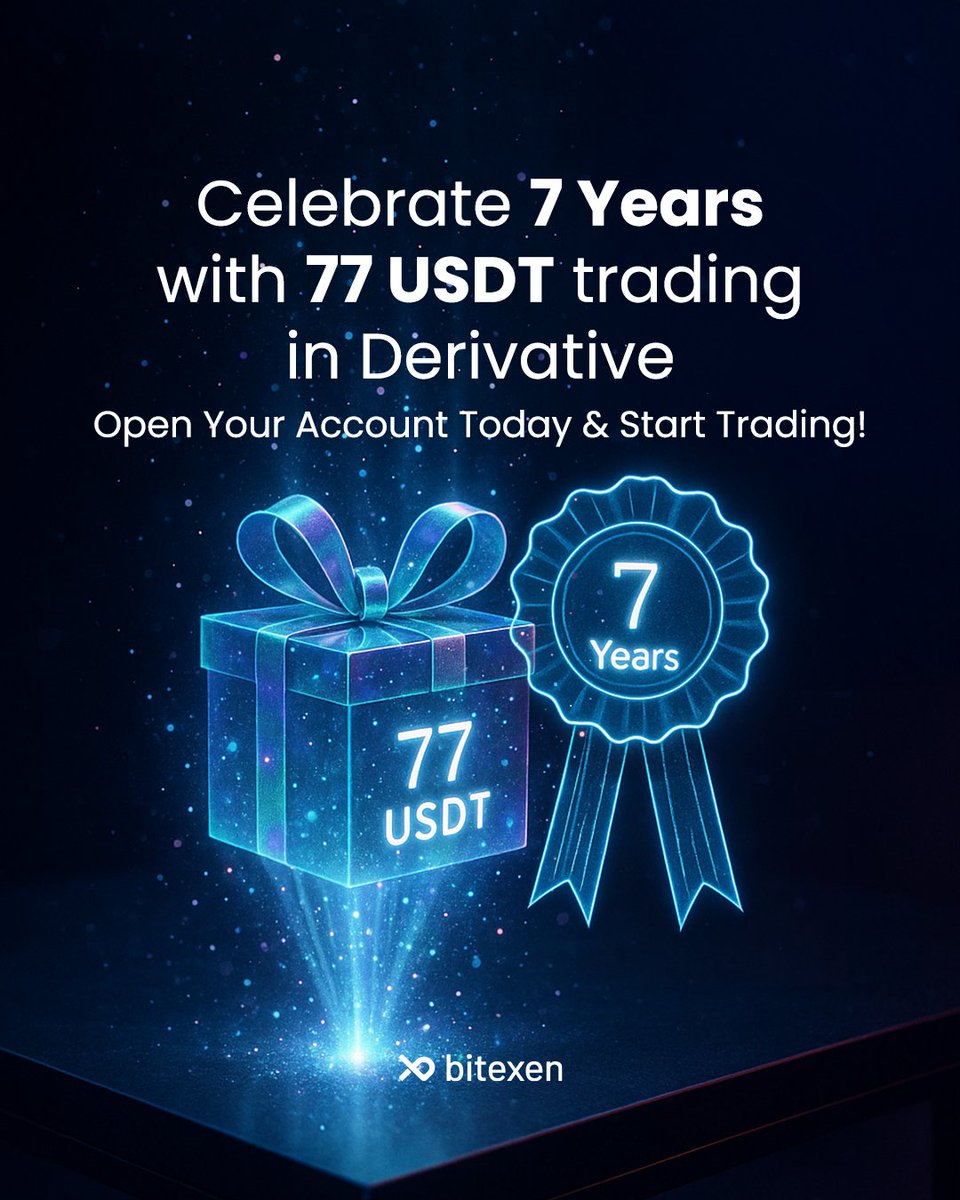 bitexencom's tweet photo. 🎉 Lucky 7 is LIVE!

Your 🎁 77 USDT GIFT is just a signup away. 🎉 Celebrate 7 years of Bitexen with us!

It’s our way of saying thank you for joining the celebration 🎊

📅 Starts: May 21, 2025
💥 Sign up on Bitexen Global
✔️ Complete KYC Verification
💸 Get 77 USDT directly in your derivatives account!

 #Lucky7 #BitexenGlobal #Bitexen #usdt