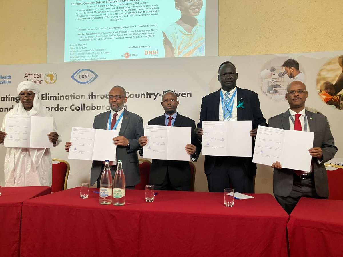 At today’s #WHA78 side event, African countries united to accelerate the elimination of #NTDs.
An MoU was signed to eliminate #VisceralLeishmaniasis — a major step forward in cross-border collaboration and country-led action.
#GlobalHealth #NTDElimination