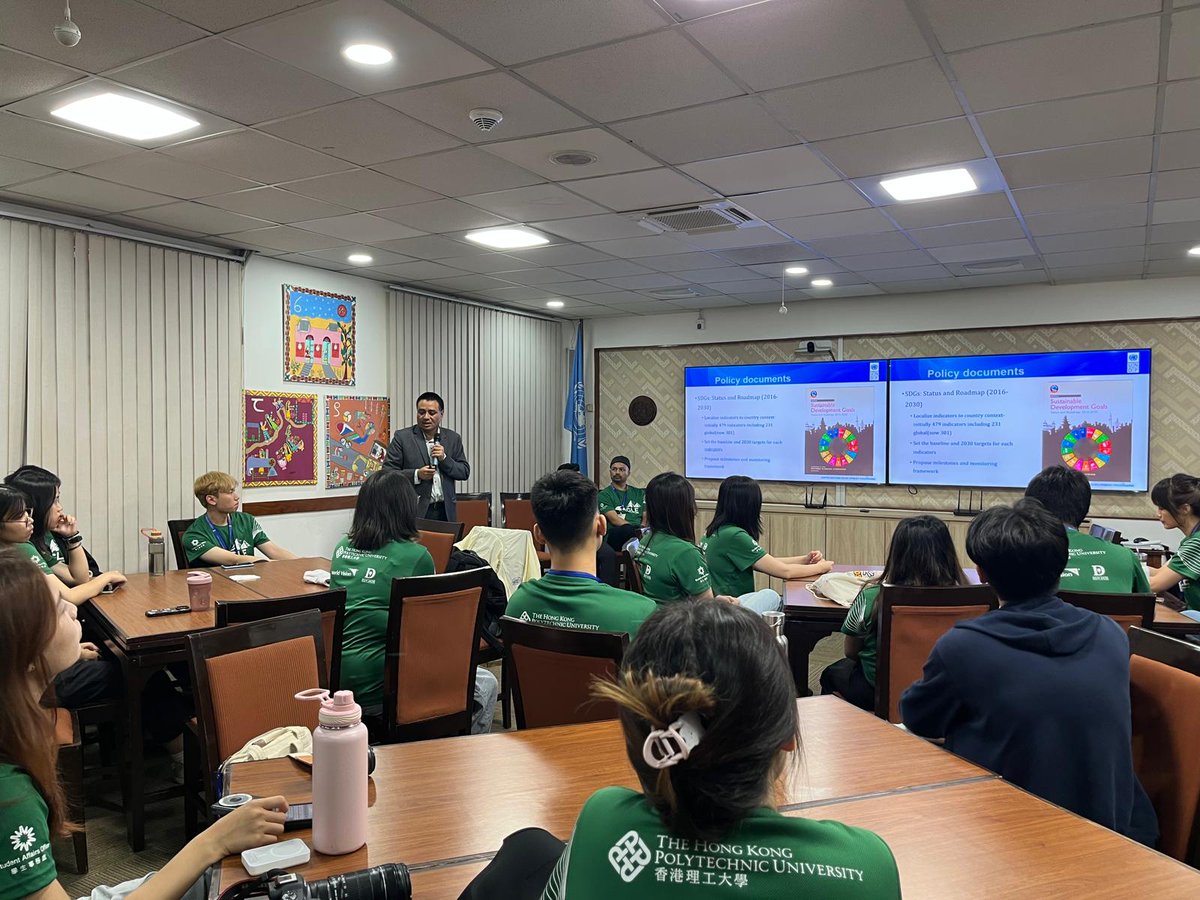 UNDPNepal's tweet photo. As part of a cross-learning session, @HongKongPolyU, @WVINepal &amp; Dundum Solutions Group visited UN House to explore the work of @UNDPNepal &amp; @UNVNepal on SDGs, socio-economic development, HDI, and volunteerism. Collaborative learnings like this strengthen our collective mission. https://t.co/3nUJ1A9jpO
