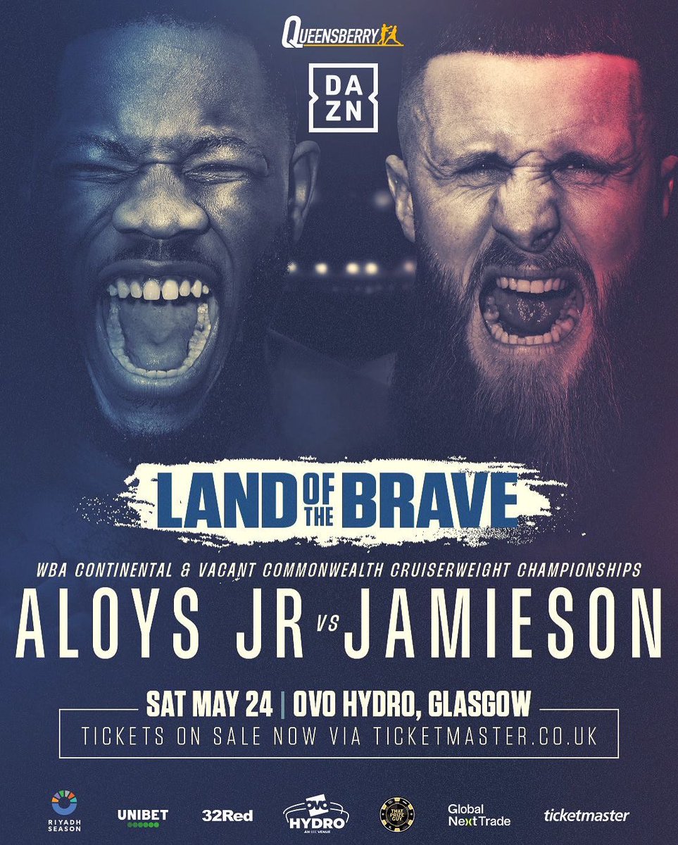 A chance to write their name in the 𝒉𝒊𝒔𝒕𝒐𝒓𝒚 𝒃𝒐𝒐𝒌𝒔 💫

The vacant Commonwealth cruiserweight title is now on the line when <a href="/AloysTheAnimal/">ALOYS THE ANIMAL</a> faces <a href="/DJamiesonTRD/">David Jamieson</a> 👑 

#TaylorEssuman | May 24 | OVO Hydro, Glasgow | Live on <a href="/DAZNBoxing/">DAZN Boxing</a>