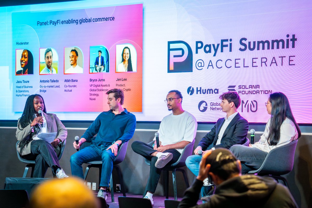 humafinance's tweet photo. Quick throwback to PayFi Summit NYC afternoon 🌆

Our Co-founder @DrPayFi discussed his journey, why @solana is home, DeFi composability on Huma 2.0, TVL, and more with @kashdhanda 🐈 from @JupiterExchange. 

Followed by an insightful panel on "PayFi enabling global commerce," moderated by our @jaoudefi, with Antonio Talledo from @Stablecoin, Atikh Bana from @AcctualTeam, Bryce Jurss from @Nuvei, and Jen Lee, PM at @stripe crypto!