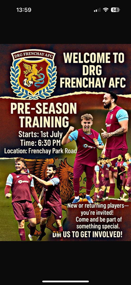 PRE-SEASON TRAINING STARTS SOON!

We’re back at it from 1st July, 6:30PM at our home ground.
Whether you’re a returning player or looking for a new club – now’s your chance.
All welcome.
DM us if interested and be part of something special.

#PreSeasonReady 
#GrassrootsFootball