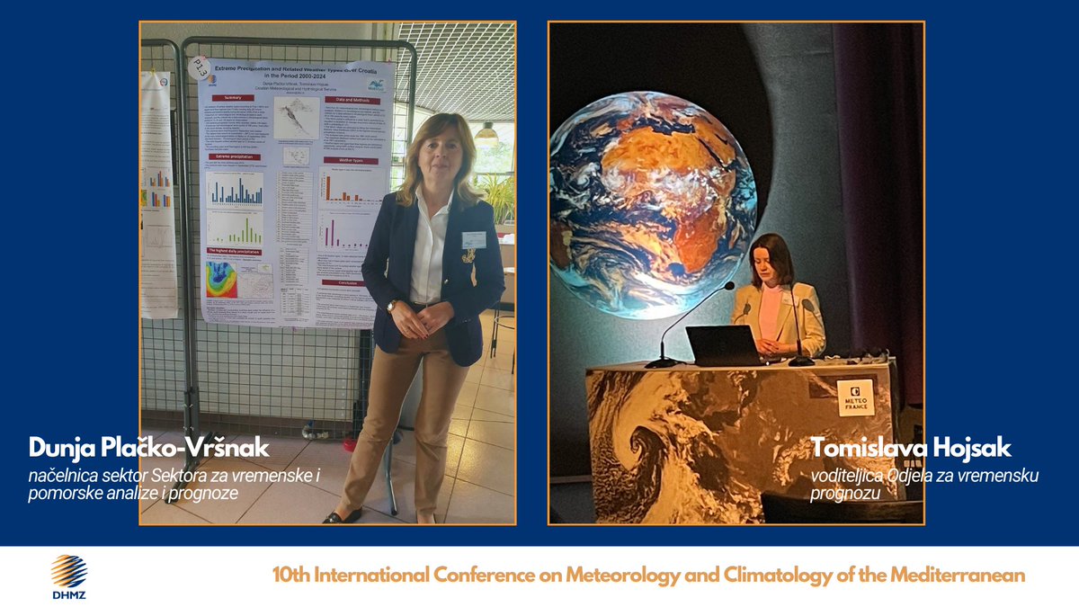 🌍🌊🌞 Na 10. Međunarodnoj konferenciji o meteorologiji i klimatologiji Mediterana (MetMed), koja se ovih dana održava u Toulouseu 🇫🇷, sudjeluju i naše prognostičarke – poznata lica s malih ekrana! 📺💬

👩‍💼 Dunja Plačko-Vršnak, načelnica Sektora za vremenske i pomorske analize i