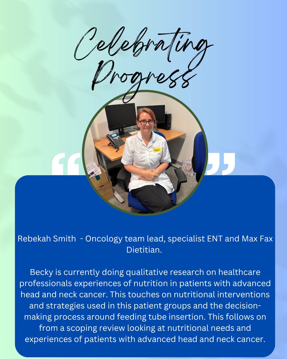 UHB Therapy Services (@uhbtherapy) on Twitter photo Dietitian Becky is moving nutrition and head & neck forward my researching on healthcare professionals experience of nutrition with advanced head and next cancer.
#DW2025 #DW2025CelebratingProgress <a href="/BeckySmithDiet/">Becky Smith</a> Dietitian Becky is moving nutrition and head & neck forward my researching on healthcare professionals experience of nutrition with advanced head and next cancer.
#DW2025 #DW2025CelebratingProgress <a href="/BeckySmithDiet/">Becky Smith</a>