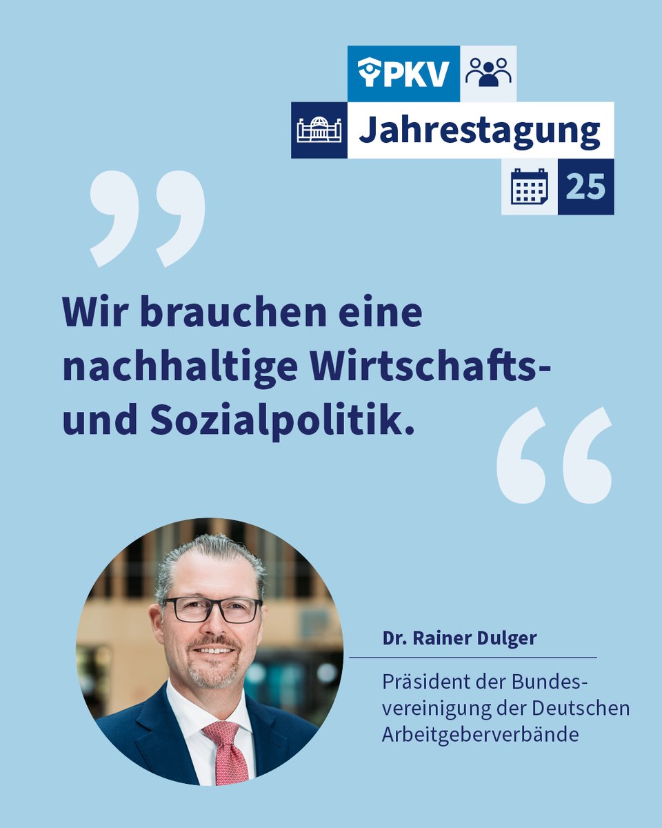 Auch die hohen Lohnzusatzkosten in Deutschland bremsen das Wirtschaftswachstum aus. Wie eine nachhaltige Wirtschafts- und Sozialpolitik aussehen kann, erläutert <a href="/DieBDA/">BDA</a>-Chef Rainer Dulger auf unserer #PKV-Jahrestagung. Jetzt zum Livestream anmelden. 👉 events.pkv.de/de/jahrestagun…