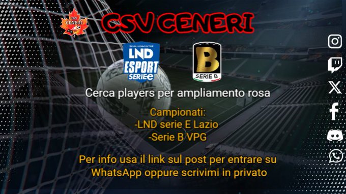 CSV Ceneri (@csv_ceneri) on Twitter photo Questa sera ore 22:00 ti aspettiamo per un provino ๐>>>Segui questo link di WhatsApp chat.whatsapp.com/DYYXyKGtYzAA9Mโฆ
<a href="/pctransfermarkt/">๐ฎ๐น PRO CLUBS TRANSFERMARKT๐</a> <a href="/NewsProclub/">News Proclub</a>
<a href="/ProClubITALIA/">ProClub ITALIA</a> <a href="/tanadelproclub/">La Tana del ProClub</a>
<a href="/Tutto_ProClub/">Tutto ProClub</a> <a href="/RTAllProClub/">RETWEET ALL PROCLUB</a>
<a href="/HouseOfProClub/">H๐ ๐ฆ๐ค๐ ๐๐ P๐ฃ๐ C๐๐ฆ๐</a> <a href="/pctransfermarkt/">๐ฎ๐น PRO CLUBS TRANSFERMARKT๐</a>
@MERCATO_PROCLUB Questa sera ore 22:00 ti aspettiamo per un provino ๐>>>Segui questo link di WhatsApp chat.whatsapp.com/DYYXyKGtYzAA9Mโฆ
<a href="/pctransfermarkt/">๐ฎ๐น PRO CLUBS TRANSFERMARKT๐</a> <a href="/NewsProclub/">News Proclub</a>
<a href="/ProClubITALIA/">ProClub ITALIA</a> <a href="/tanadelproclub/">La Tana del ProClub</a>
<a href="/Tutto_ProClub/">Tutto ProClub</a> <a href="/RTAllProClub/">RETWEET ALL PROCLUB</a>
<a href="/HouseOfProClub/">H๐ ๐ฆ๐ค๐ ๐๐ P๐ฃ๐ C๐๐ฆ๐</a> <a href="/pctransfermarkt/">๐ฎ๐น PRO CLUBS TRANSFERMARKT๐</a>
@MERCATO_PROCLUB