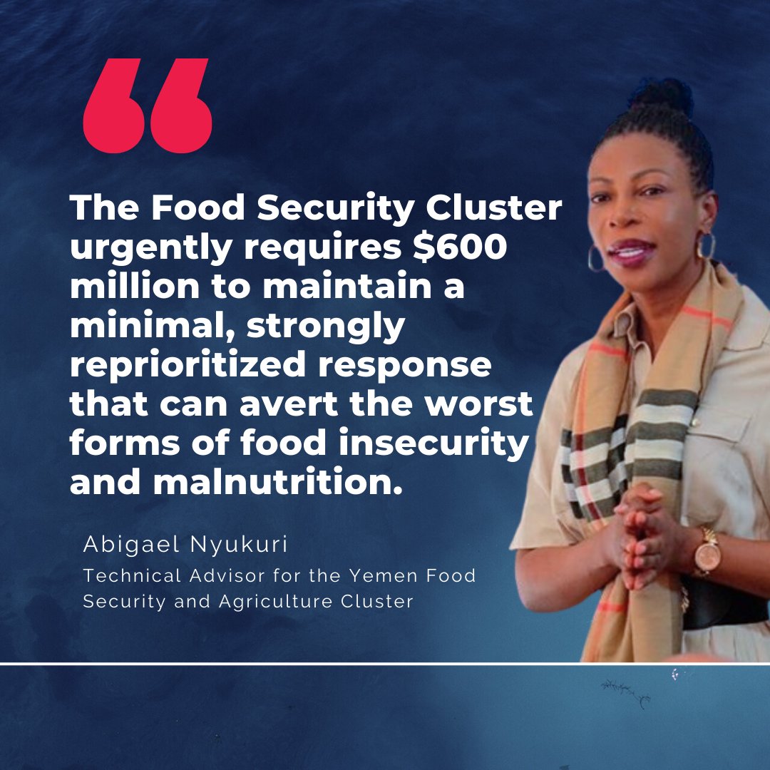 Yemen is spiraling deeper into crisis. With aid programs closing, millions face hunger alone.

FAO Technical Advisor Abigael Nyukuri said:
"Response that can avert the worst forms of food insecurity and malnutrition."