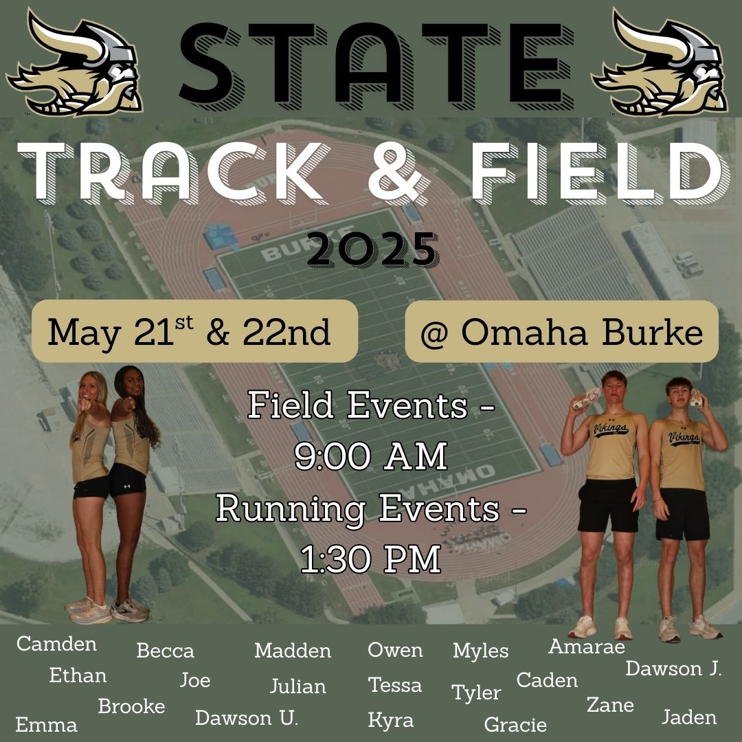 Today is the day! The track and field athletes begin their events at Burke Stadium, with field events starting at 9:00 AM. Running events will start at 1:30 PM. They will continue competing tomorrow as well! Good luck Vikings!! 🏅

📸: Abby H