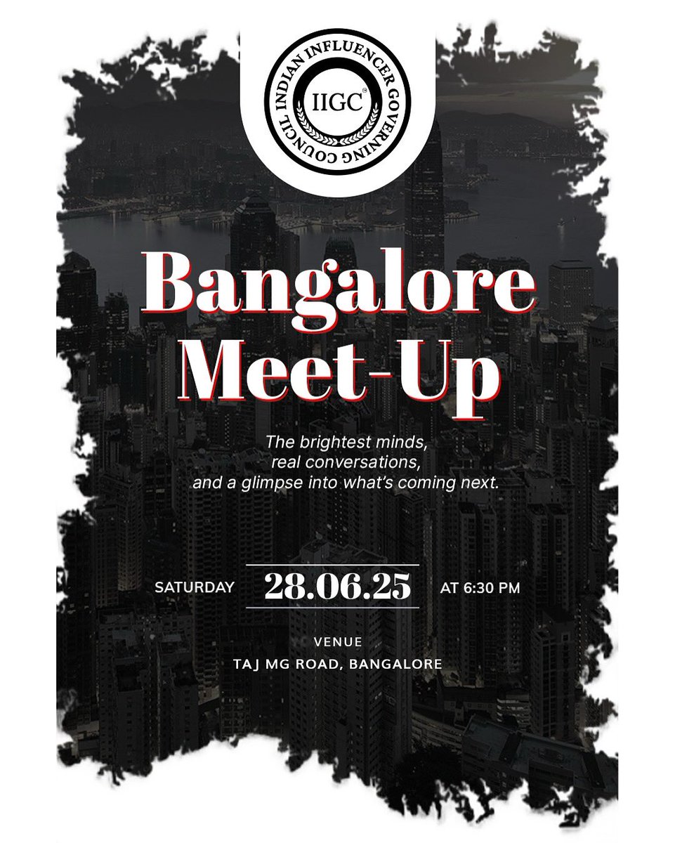IIGC_official's tweet photo. Bangalore, are you ready? The Indian Influencer Governing Council is coming your way! Join creators, brands &amp; leaders for a powerful meet-up on ethical influence.

28th June | Let’s Guide. Govern. Grow. https://t.co/0hhFQt7hh7