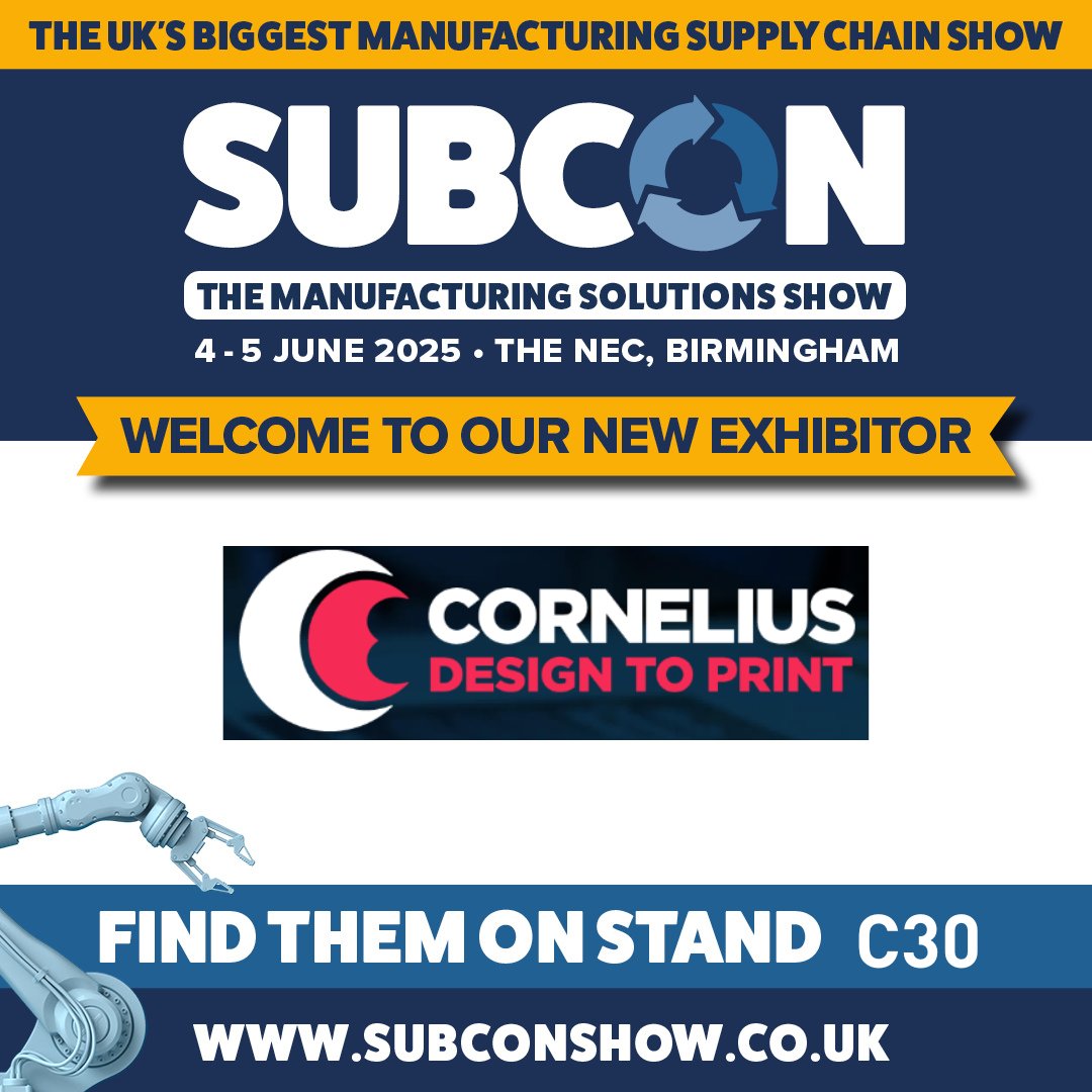 SubconShow's tweet image. 📣#Subcon2025 has a big announcement to make... Cornelius Design to Print are exhibiting on stand C30!🎉
📅 4 - 5 June 2025 | The NEC, Birmingham
Register FREE here ➡️ow.ly/HJYH50VOmy4.