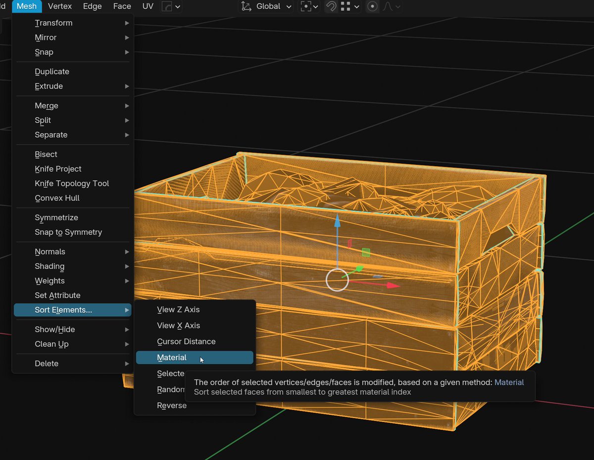 If you're exporting FBX from Blender to Unity and noticing the order of your materials are switching (especially evident in a LOD chain) you can solve it by selecting the entire mesh faces and go to the the Mesh tab → Sort Elements → Material. This should fix the order of your