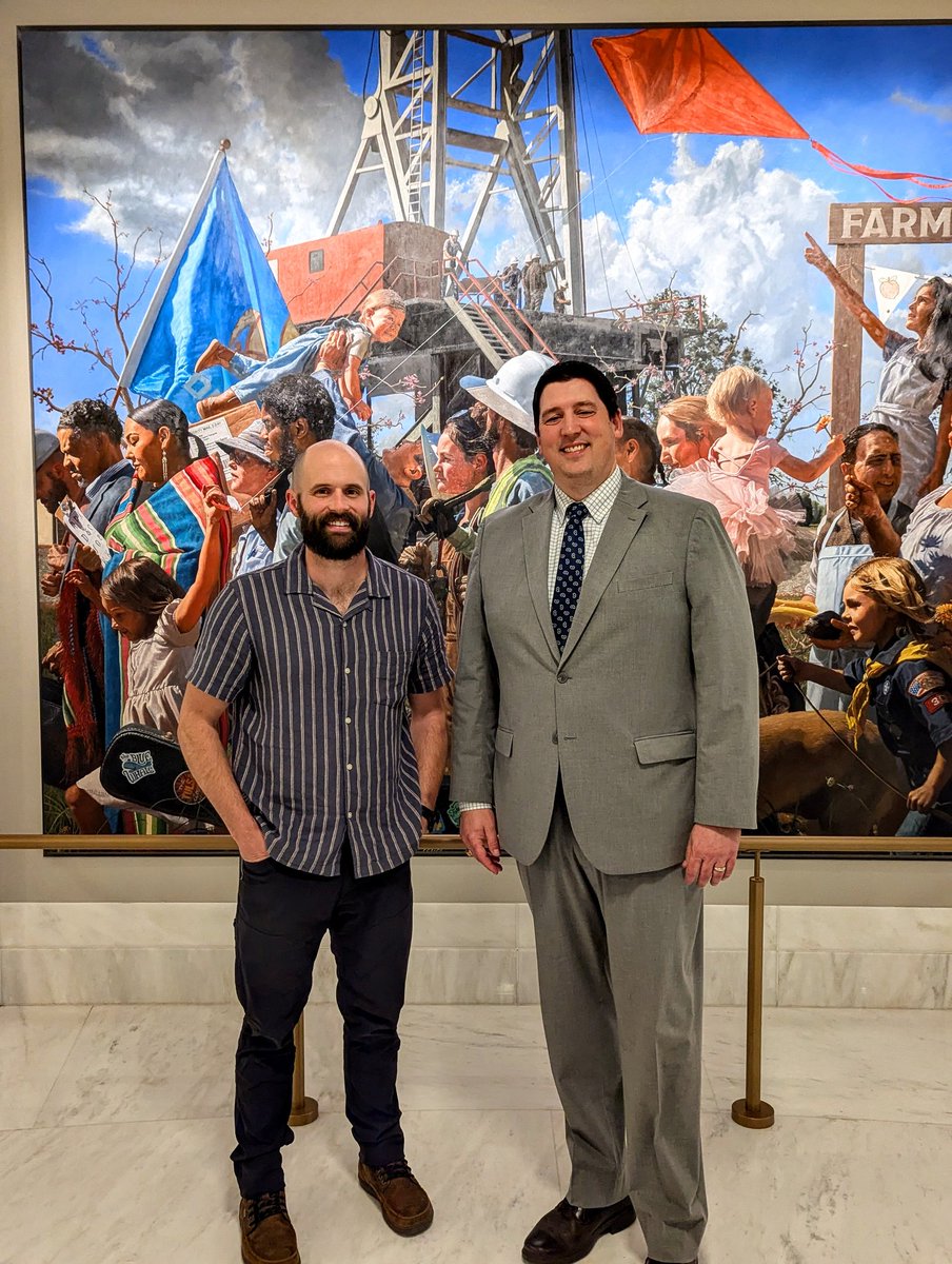 Congratulations to Shawnee artist, Lucas Simmons, for completing the last painting in his "Labor Omnia Vincit" series for the ground floor rotunda in the Oklahoma state capitol. This painting highlights laborers in northeast Oklahoma. The series took him over 3 years to complete.
