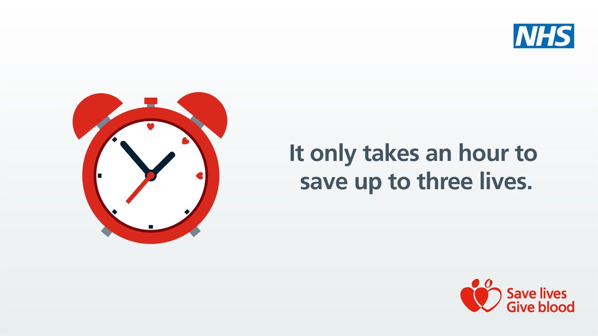 Giving blood takes around an hour, and that even includes time for biscuits and a drink! 🍪🥤

Just one hour of your time could mean a lifetime of difference for up to three people. 

Find out more ➡️ ow.ly/VYIM50VWiyR

#GiveBlood #GivingType