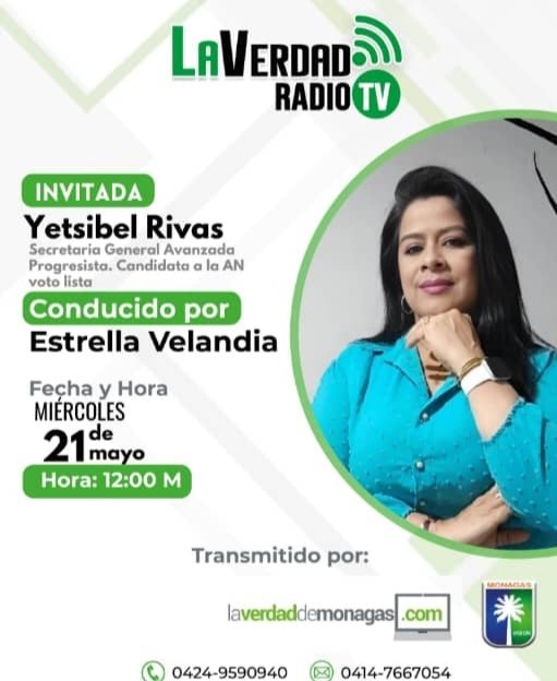 AProgresistaMuj's tweet image. #21Mayo | Nuestra Secretaria General de @AProgresistaVE #Monagas digna representante de la #mujer  luchadora social incansable y admirable Candidata a la Asamblea Nacional estará hoy en la Verdad de Monagas con la Lic. Estrella Velandia en una #importante entrevista