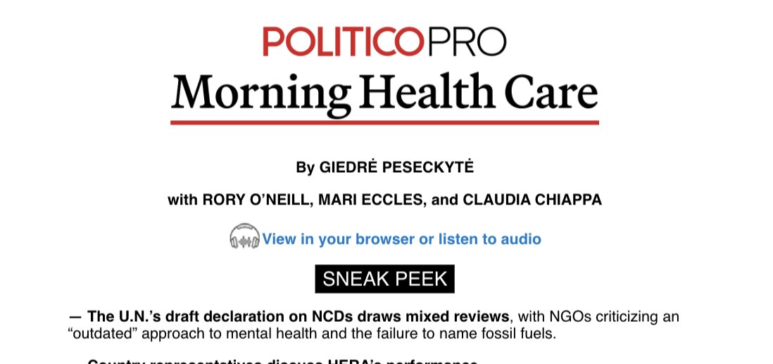 Global Climate and Health Alliance (@gchalliance) on Twitter photo Our take on UN's draft declaration on non-communicable diseases in Politico. " Failure to name #fossilfuels in draft = glaring omission" -@jessbeagley
"We also need an urgent & just transition. It is a public health necessity" -<a href="/CemShweta/">Shweta Narayan</a> pro.politico.eu/news/mixed-rev… by <a href="/RoryONeill_/">Rory O'Neill</a> Our take on UN's draft declaration on non-communicable diseases in Politico. " Failure to name #fossilfuels in draft = glaring omission" -@jessbeagley
"We also need an urgent & just transition. It is a public health necessity" -<a href="/CemShweta/">Shweta Narayan</a> pro.politico.eu/news/mixed-rev… by <a href="/RoryONeill_/">Rory O'Neill</a>