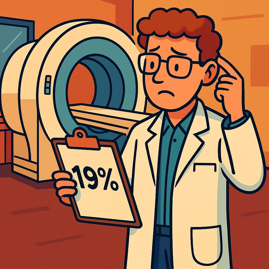 19%

Most imaging biomarkers try to prove they’re specific. MRE did the opposite early on - RSNA QIBA experts were working to standardize MRE for *clinical use* first - not just for clinical trials.

So the widely cited 19% repeatability coefficient (RC) for MRE wasn’t