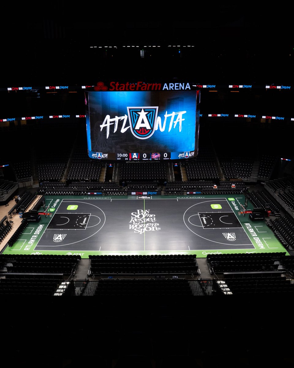 AtlantaDream's tweet photo. Pay some respect to women's sports. 

New season.
New era.
New court.

It's more than just a statement, it's a movement. 

@CashApp x @Playa_Society 

#DoItForTheDream https://t.co/pHM1qgYnjR