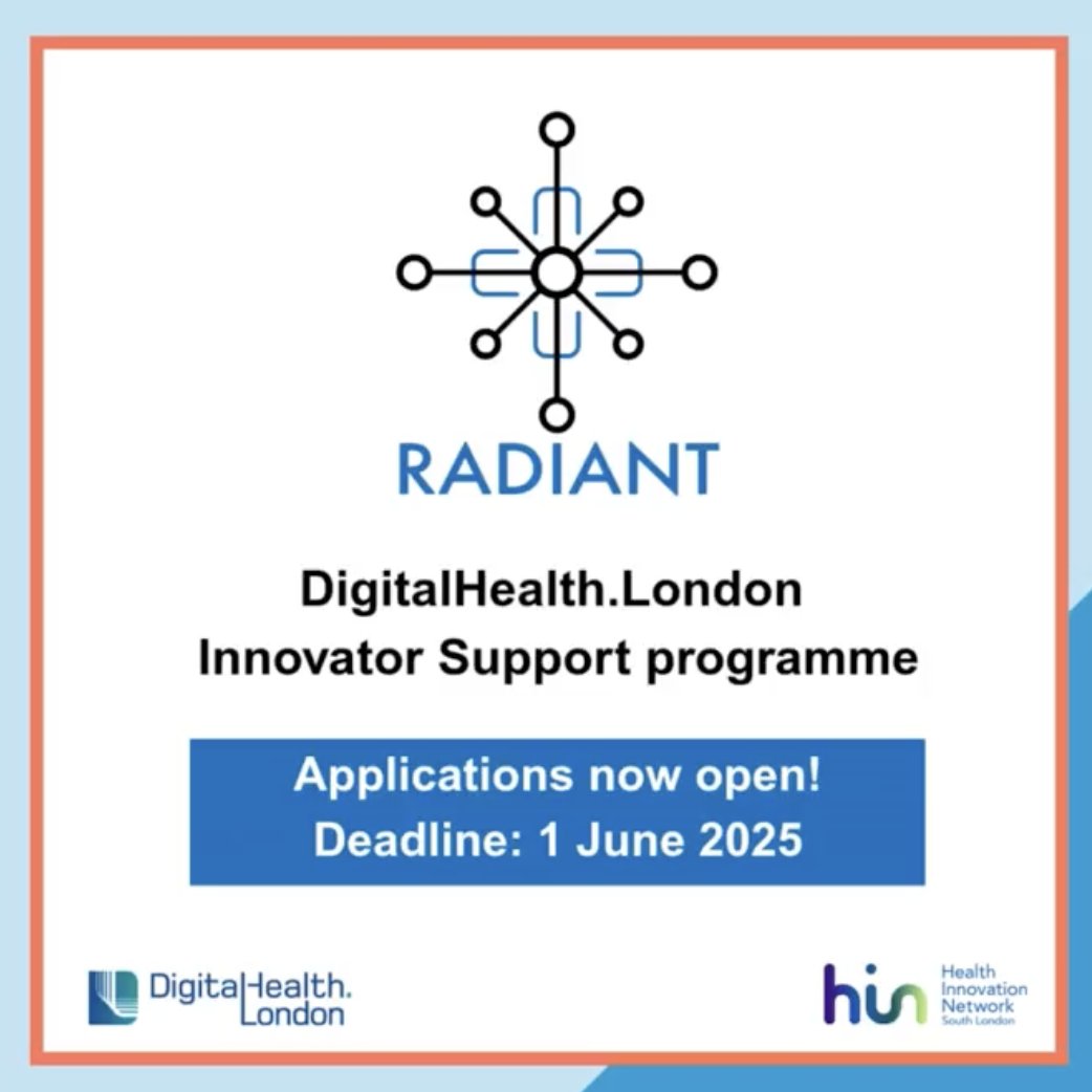 Ana Luísa Neves (@ana_luisa_neves) on Twitter photo Are you a UK-based start-up working in digital health?
Applications are now open for the DigitalHealth.London RADIANT CERSI Innovators Programme! <a href="/austenelosta/">austen el-osta</a> tinyurl.com/wwrbm7e2 Are you a UK-based start-up working in digital health?
Applications are now open for the DigitalHealth.London RADIANT CERSI Innovators Programme! <a href="/austenelosta/">austen el-osta</a> tinyurl.com/wwrbm7e2