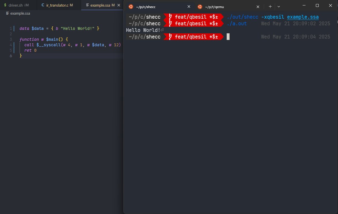 Sneak peek of Shecc QBE-SIL support in action...