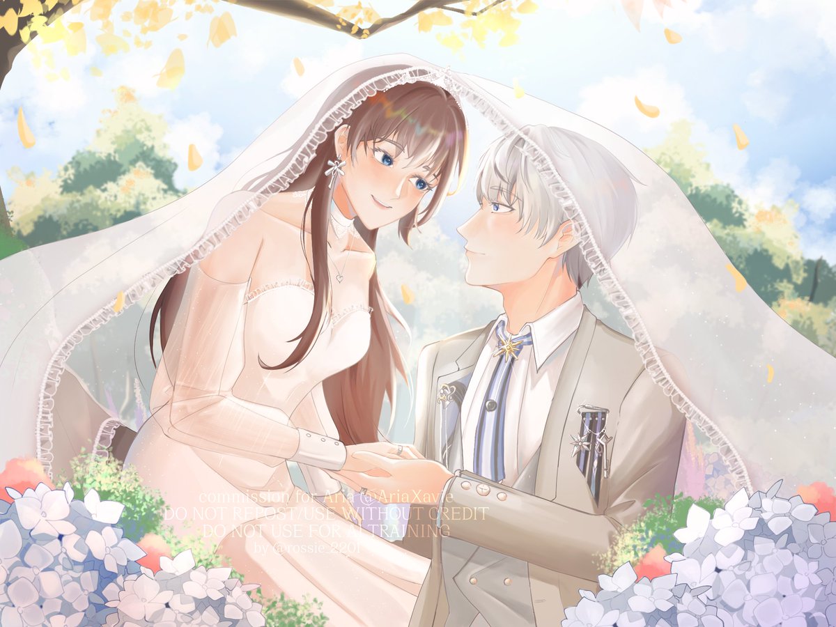 So it's finally safe to post this?🩷

#commission for <a href="/AriaXavie/">Aria</a> ! Congratulation for your wedding, love!❤️‍🔥💐

#LoveandDeepspace #Xavier