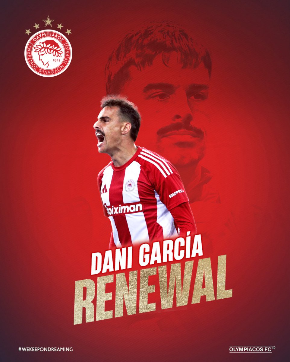 BasisLoukas's tweet photo. Dani Garcia renews his contract with @olympiacosfc for one more year 🔴⚪️

Pameeee ⚽️

@rgfootball_web 💼

#Olympiacos #OlympiacosFC #Superleague #Greece #renewal #DaniGarcia #γκαρθια https://t.co/8UYIOgYgHV