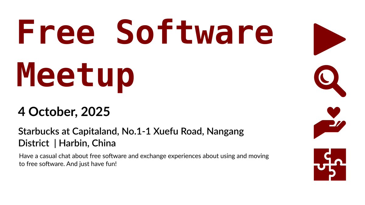 fsf's tweet image. More than twenty #LibreLocal #meetups were  scheduled for May, including one in #Harbin, #China! fsf.org/events/communi… #FreeSoftware #FSF40