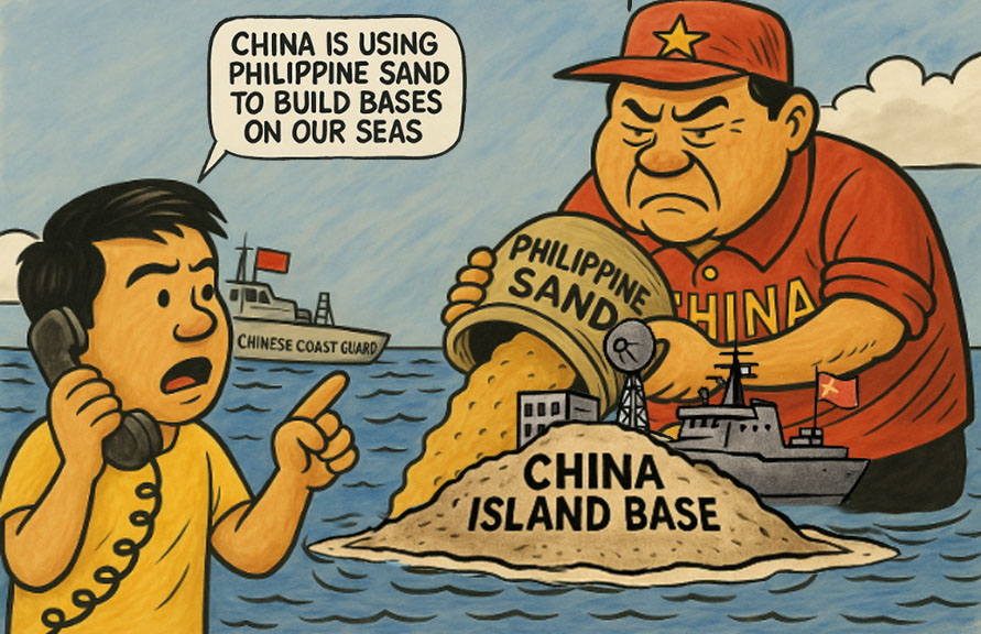 wanghui90's tweet photo. The #Philippines recently found that sand dredged from its waters is used in #China’s artificial islands in disputed #SouthChinaSea.

Last month, @jaytaryela posted a video showing a massive illegal military facility built by China on disputed #SandyCay reef.1/3 @MalayaIrredenta https://t.co/DHuSME1IDM