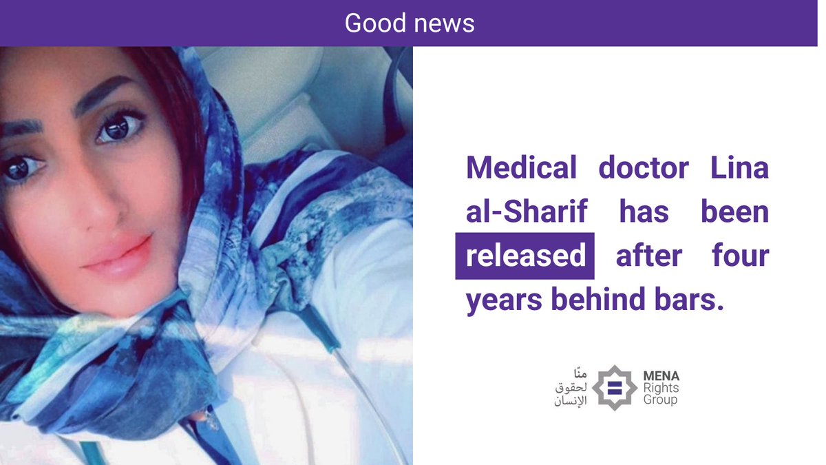 🇸🇦Arrested in 2021 for discussing politics on social media &amp; advocating for human rights in Saudi Arabia, Dr. Lina al-Sharif has been released. 

Read about her story⬇️

menarights.org/en/case/lina-a…