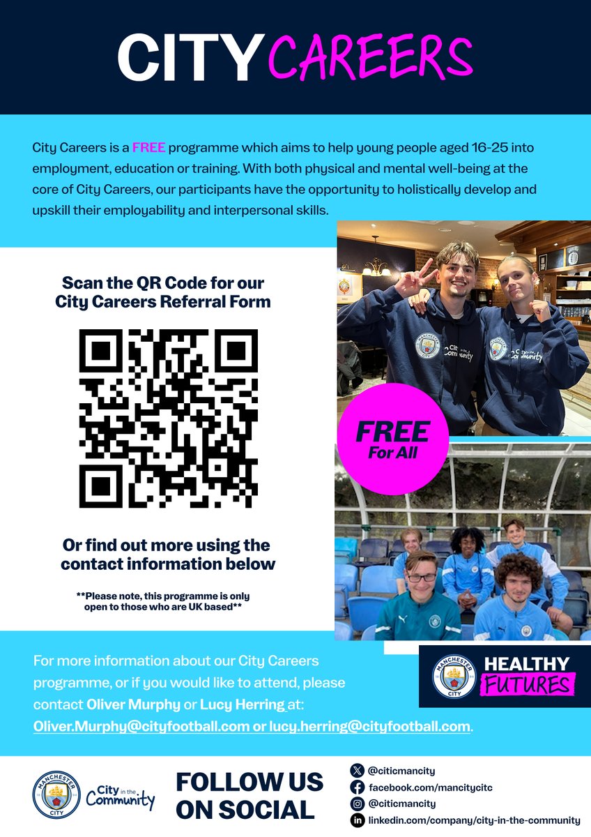 Antz Junction (@antz_junction) on Twitter photo #DidYouKnow #CityCareers from <a href="/citcmancity/">City in the Community</a> empowers young people aged 16-25?
The programme develops employability and interpersonal skills, prioritising participants' holistic well-being.
#FindOutMore and apply at mancity.com/city-in-the-co… or scan the QRCode.
#GreaterManchester #DidYouKnow #CityCareers from <a href="/citcmancity/">City in the Community</a> empowers young people aged 16-25?
The programme develops employability and interpersonal skills, prioritising participants' holistic well-being.
#FindOutMore and apply at mancity.com/city-in-the-co… or scan the QRCode.
#GreaterManchester
