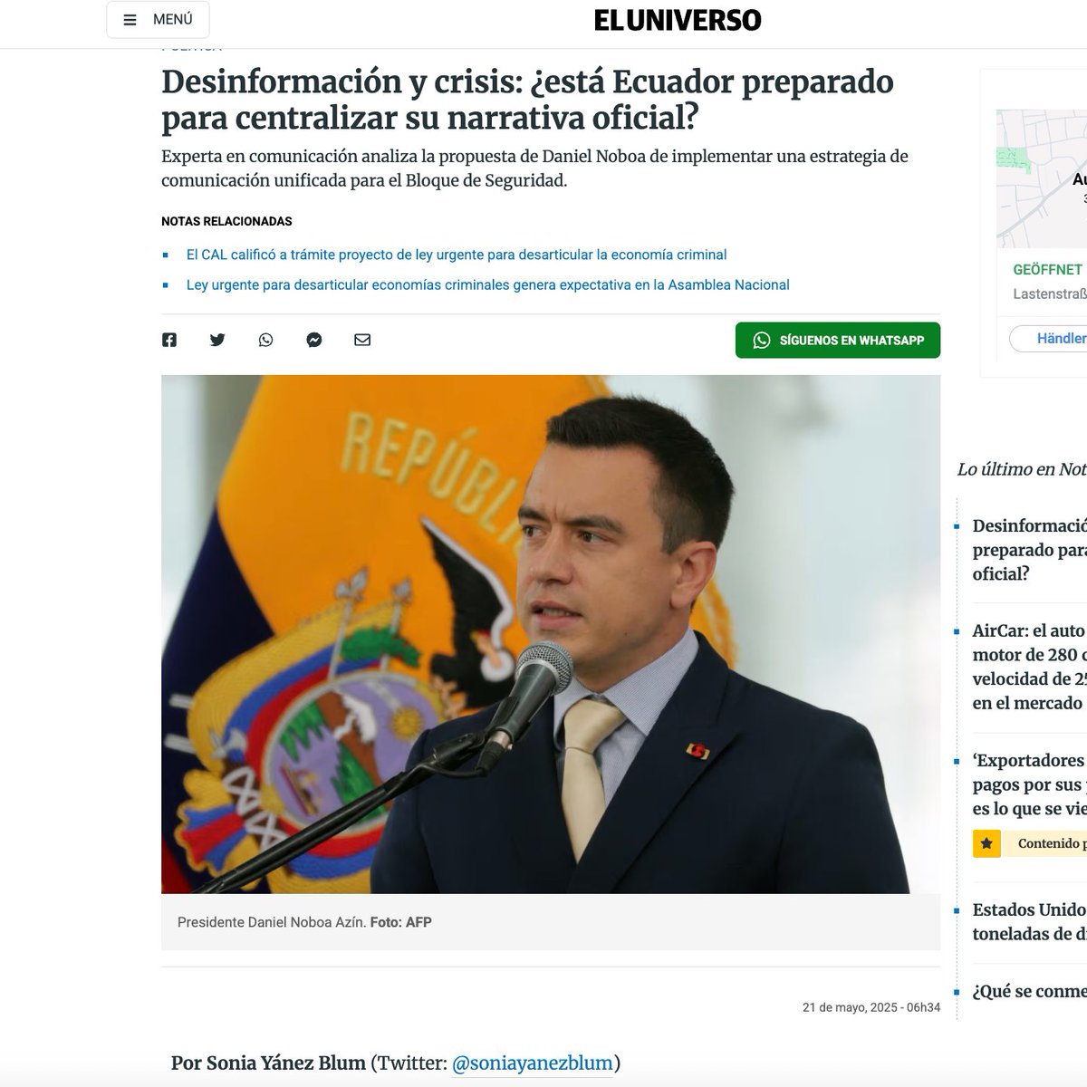 Sonia Yánez Blum 👩🏻💻|Crisis |Reputación | RRPP (@soniayanezblum) on Twitter photo Te invito a leer:
En tiempos convulsos, necesitamos dirección narrativa, no solo portavoces. Un llamado a repensar cómo se articula el mensaje institucional en un contexto donde actores armados organizados buscan imponer su versión.
eluniverso.com/noticias/polit…
#ComunicaciónDeCrisis Te invito a leer:
En tiempos convulsos, necesitamos dirección narrativa, no solo portavoces. Un llamado a repensar cómo se articula el mensaje institucional en un contexto donde actores armados organizados buscan imponer su versión.
eluniverso.com/noticias/polit…
#ComunicaciónDeCrisis