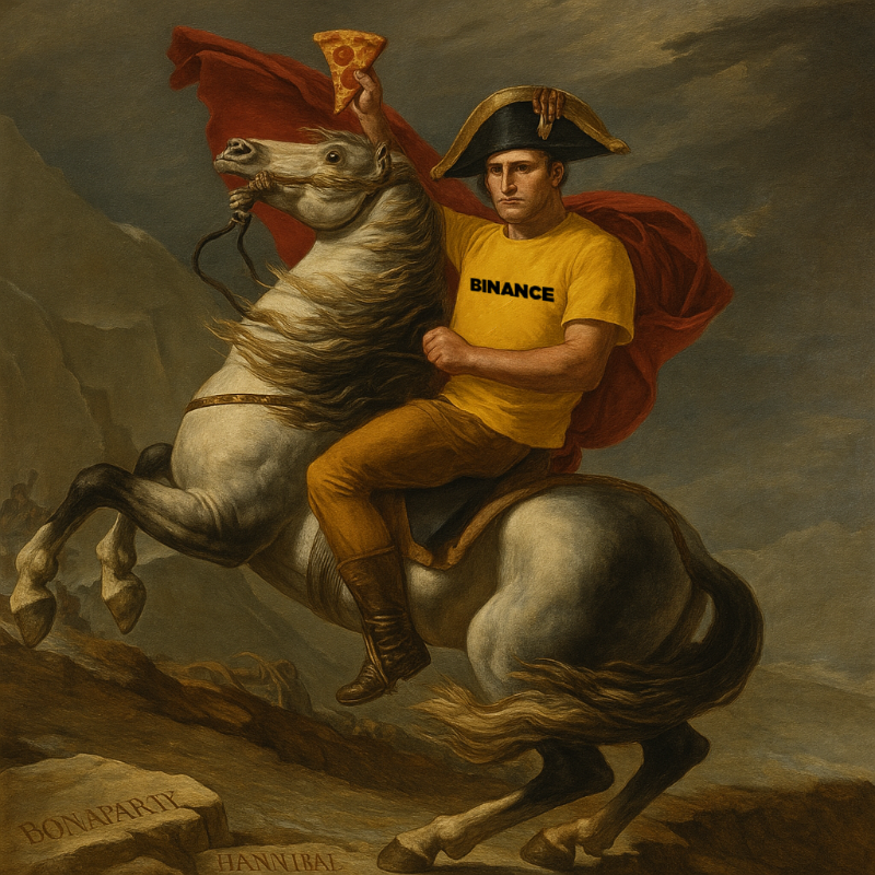 binance's tweet photo. POV: You heard about the #BinancePizza campaign and rode straight into the feast!