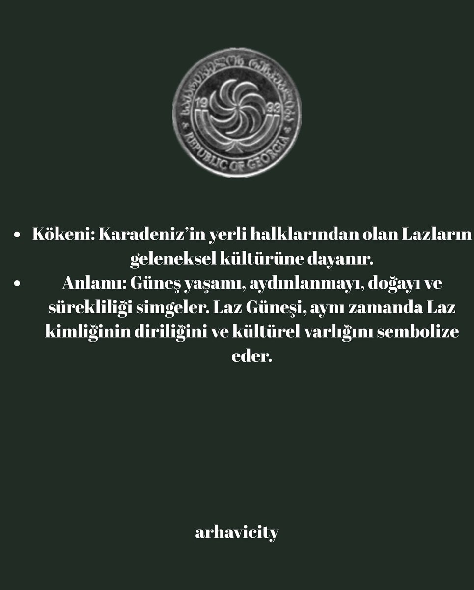 arhavicity's tweet photo. Laz Güneşi, Laz halkının kültürel kimliğini temsil eden sembolik bir figürdür. Genellikle yedi kollu bir güneş motifi olarak tasvir edilir ve geleneksel Laz sanatında, özellikle de taş işlemeciliği, kumaş desenleri ve takılarda karşımıza çıkar. https://t.co/lHhtevcamd