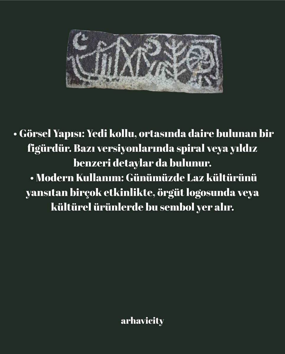 Laz Güneşi, Laz halkının kültürel kimliğini temsil eden sembolik bir figürdür. Genellikle yedi kollu bir güneş motifi olarak tasvir edilir ve geleneksel Laz sanatında, özellikle de taş işlemeciliği, kumaş desenleri ve takılarda karşımıza çıkar.