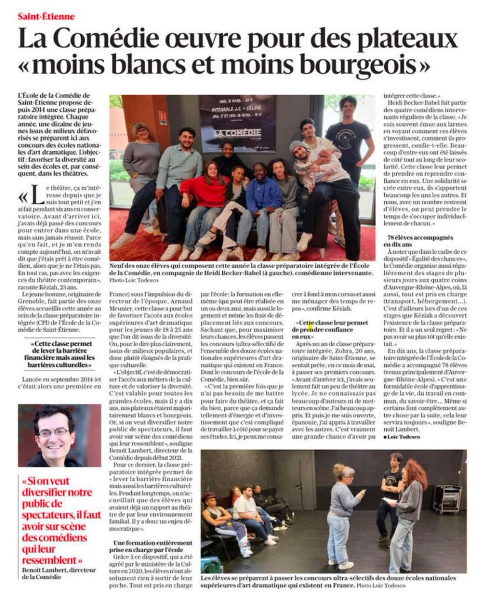 BastionMediaFR's tweet image. 🚨🇫🇷 𝗔𝗟𝗘𝗥𝗧𝗘 𝗜𝗡𝗙𝗢 — Le directeur du théâtre de la Comédie de Saint-Étienne, Benoît Lambert, souhaite "moins de Blancs et de bourgeois." Il déclare également : "Si on veut diversifier notre public, il faut avoir des comédiens qui leur ressemblent." (Le Progrès)