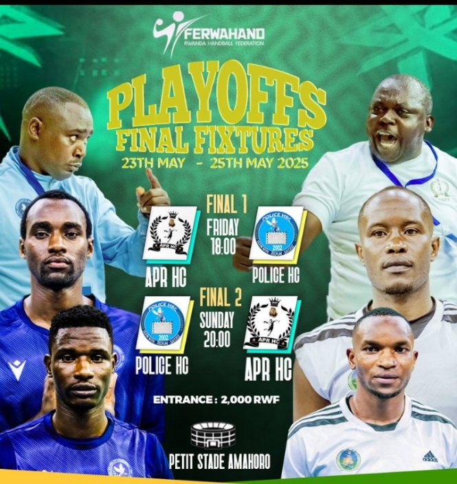 NGOGAJULIUS2's tweet photo. Don't miss the handball action this weekend; the #RwandaHandballDerby is back.
Starting this Friday,
#APRHC and #PoliceHC will lockhorns five times (the best of five games ) in the playoffs will determine the 2025 champion
@FerwahandRwanda where to buy tickets? https://t.co/95ZMeLNYNG