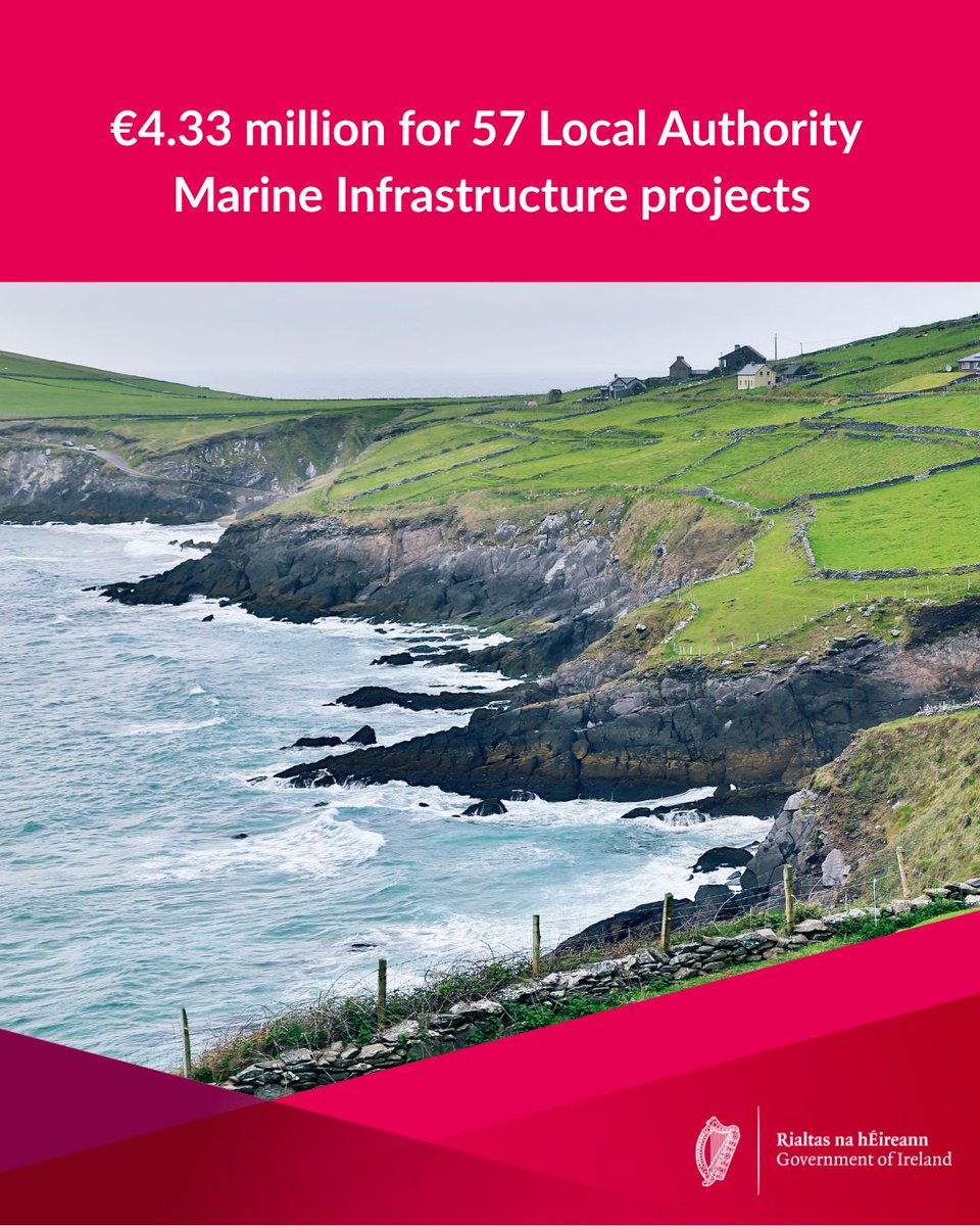 🌊Local Authorities to receive €4.33 million for marine infrastructure projects.
➡️The funding will assist 11 coastal local authorities in the maintenance and development of fishery and aquaculture linked marine infrastructure, and benefit 57 projects.
📱gov.ie/en/department-…