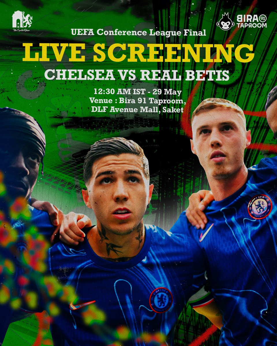 SCREENING ANNOUNCEMENT📢
ONE FINAL NIGHT. ONE LAST TROPHY.

Let's end this season on a high!! KTBFFH 💙

Chelsea FC vs Real Betis
📍 Bira Taproom, Saket
📅 Wednesday night, 28th May
🕦 11:30 PM entry | 12:30 AM KO
 
DM us for the details &amp; to register yourself for the screening!