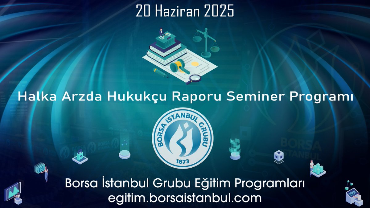 Eğitim programlarımız kapsamında halka arz başvurusu yapan şirketlerin faaliyetlerini etkileyecek önemli hukuki uyuşmazlıkları ve tâbi oldukları mevzuata uygunluk durumlarını içeren Hukukçu Raporu oluşturma süreçlerine yönelik 20/06/2025 tarihinde gerçekleştireceğimiz Halka Arzda
