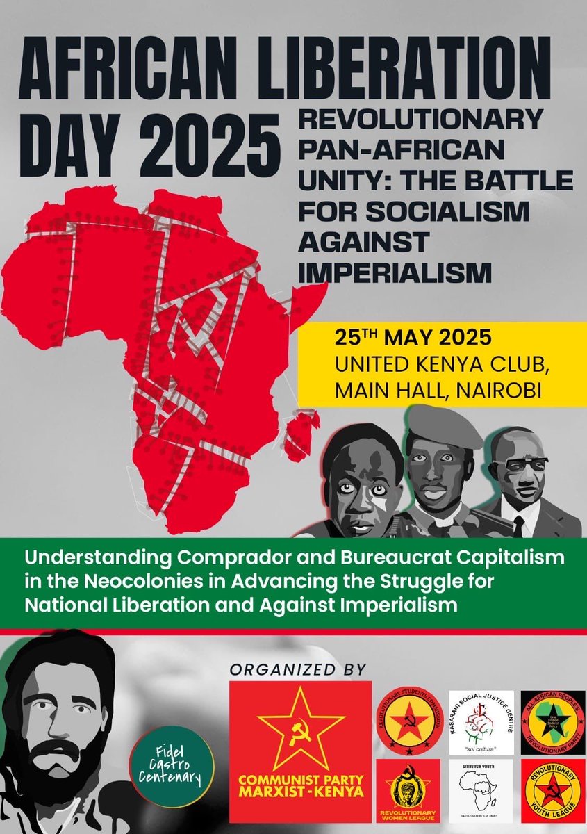 We shall not relent until the masses of African people are in control of their resources and destiny without oppression and exploitation by imperialist and neoliberal forces.

 📢 Join <a href="/CommunistsKe/">Communist Party Marxist CPM - Kenya</a> and the masses this ALD.CPMK on the 62nd #AfricanLiberationDay – 2025.
 
👇🏾