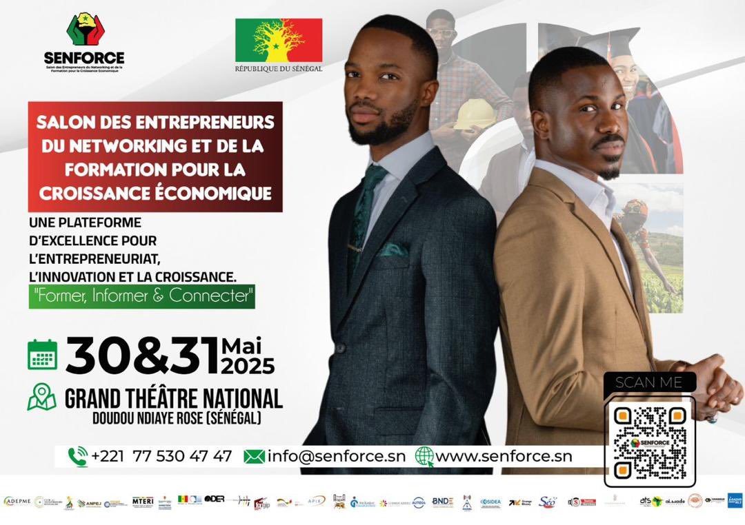 JobKaay's tweet photo. 🚀 SENFORCE 2025 🇸🇳
L’audace d’entreprendre, la force de se former 💪🏿
📍 30 & 31 mai – Grand Théâtre National, Dakar
🤝 Networking • 💡 Formation • 📈 Croissance
👉 Entrepreneurs, porteurs d’idées, étudiants : votre avenir commence ici !
🔗 https://t.co/lwxLqxsDcW
#SENFORCE https://t.co/hV595k7VsU