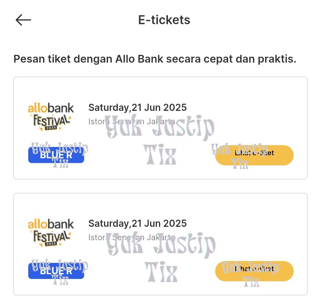 yukjastiptix's tweet photo. ✨️ GIVEAWAY ✨️

ALLOBANK FESTIVAL 2025

2 Tiket Blue DAY 1 

Rules:
1. Retweet + Like tweet ini
2. Follow @yukjastiptix on x &amp; instagram
3. Reply proof

End: TBA https://t.co/XycJeNt1DT