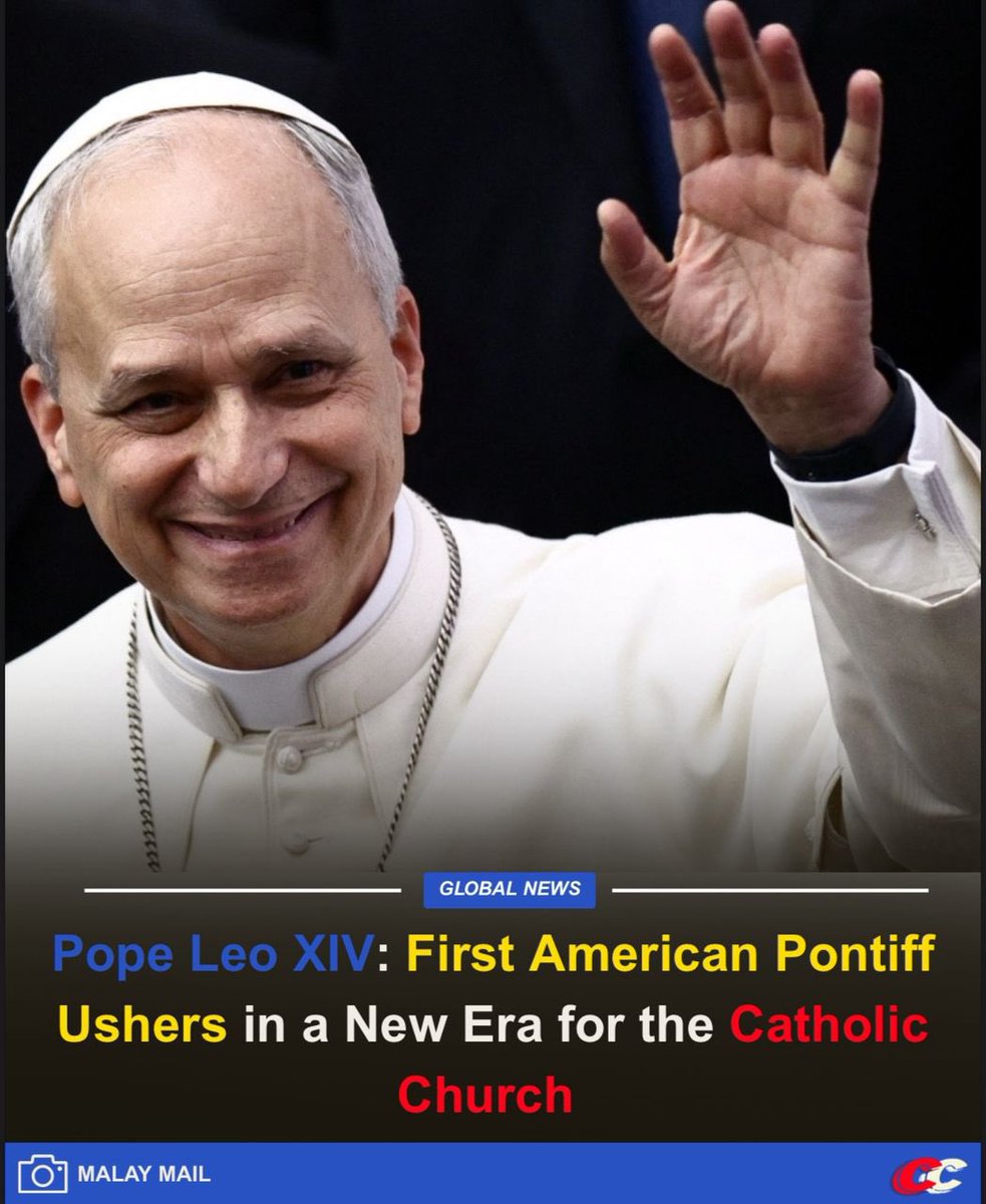 Communicast_co's tweet image. 🌍HISTORY MADE: Robert F. Prevost becomes Pope Leo XIV the first American pope! 🇺🇸✝️
Elected May 8, 2025, he succeeds Pope Francis with a call for unity, peace &amp;amp; compassion.

🙏 “Let these guide us.”

#PopeLeoXIV #Vatican2025 #FirstAmericanPope #CatholicChurch #communicast