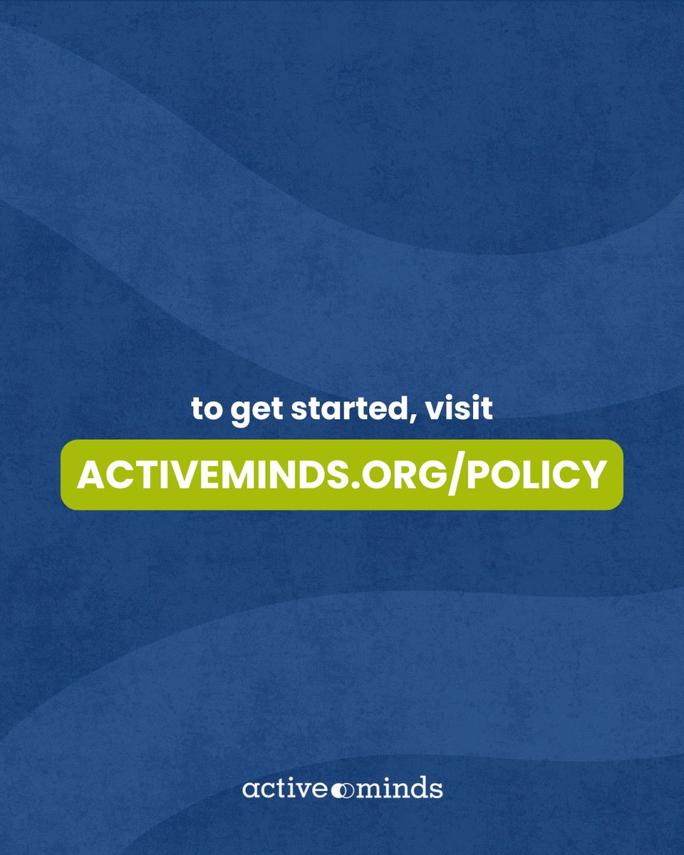 Every young person deserves access to mental health support. Help us push two legislative initiatives that will make a big difference for youth everywhere 💙✨
Visit activeminds.org/policy to get started.