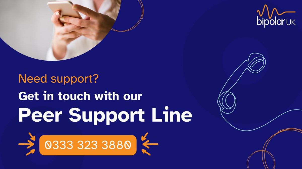 Bipolar UK (@bipolaruk) on Twitter photo π€ Feeling like you need a little support? Our Peer Support Line is here for you. Speak to someone who truly understands bipolar.
π Call 0333 323 3880 or email info@bipolaruk.org
#LetsTalkBipolar π€ Feeling like you need a little support? Our Peer Support Line is here for you. Speak to someone who truly understands bipolar.
π Call 0333 323 3880 or email info@bipolaruk.org
#LetsTalkBipolar