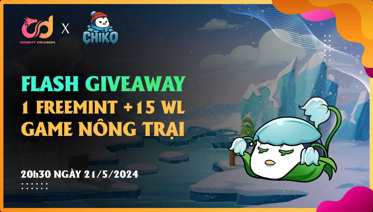 🐒Hú Hú Giữa tuần mát mẻ OD mang về cho anh em:
🎟️10x  WL của <a href="/ChikoGames_/">Chiko</a> trên hệ <a href="/AbstractChain/">Abstract</a> 
🎟️1x Flash GA 1 WL freemint + 5x WL bằng hình thức đua vịt tại discord.gg/orientdragon lúc 20h30 tối nay tức ngày 21/5.

Cách thức tham gia GA đơn giản như đang giỡn.