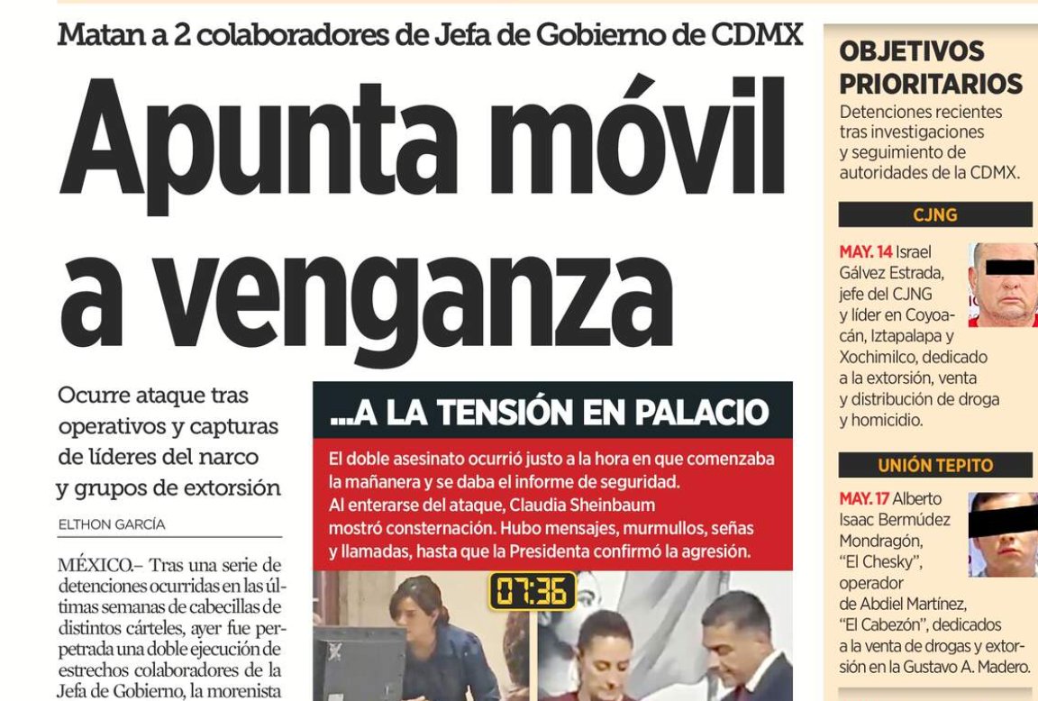 Presión de Trump, lo dije en febrero 28 OBLIGÓ al Gabinete de Seguridad de Shitbaum a entregar CAPOS a EUA, ponía entre la espada y la pared al narco gobierno 4T, pues estaba TRAICIONADO PACTO DE IMPUNIDAD "abrazos, no balazos" a patrocinadores 
Esto es solo el COBRO DE CUENTAS.