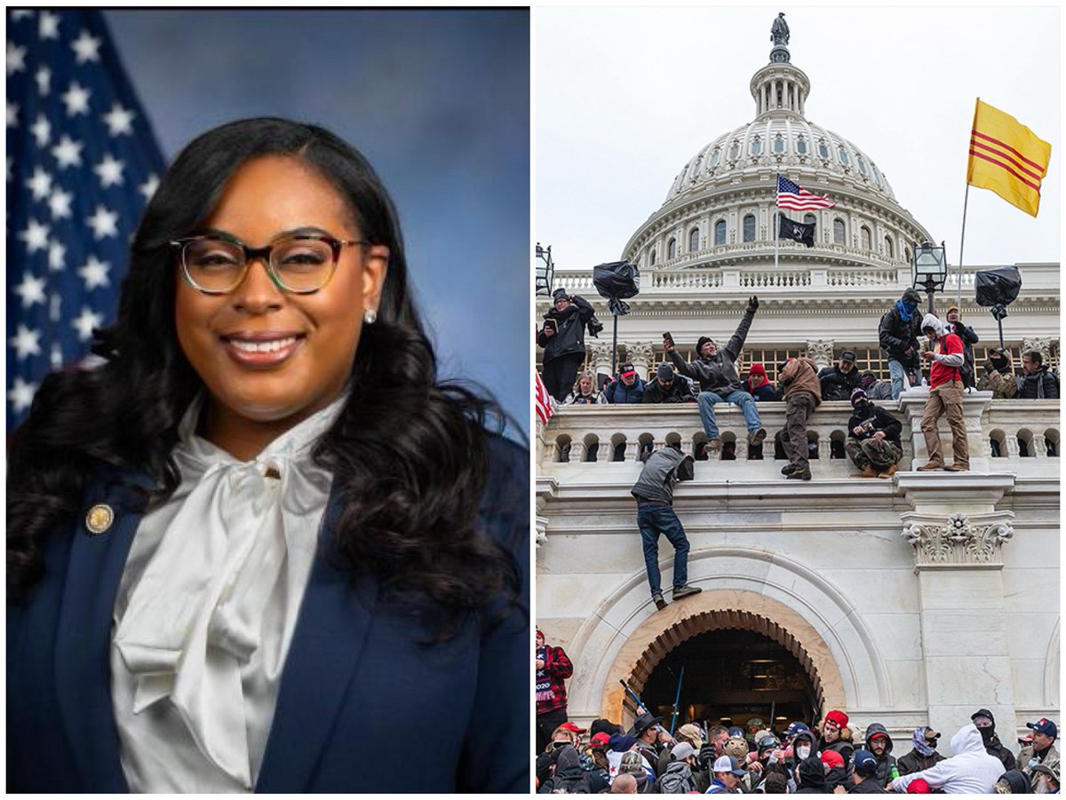 TalbertSwan's tweet photo. A tale of two justice systems.

Rep. LaMonica McIver @RepLaMonica, the first Black woman elected to represent NJ-10 and the youngest ever from New Jersey in Congress, is being prosecuted for standing up against the inhumane immigration policies of the Trump administration. Her “crime?” Daring to defend her constituents and challenge a morally bankrupt system of detention and deportation.

Meanwhile, Trump—now a convicted felon—has granted clemency to every last white insurrectionist involved in the violent January 6 attack on the Capitol, including those who beat police officers and tried to overthrow the government. He even ordered the dismissal of 450 pending cases and paid $5 million to the family of a woman who died storming the Capitol in an act of domestic terrorism.

Let’s be clear: this is not about law and order—it’s about white supremacy and political suppression.

A Black congresswoman is charged for defending democracy.
White criminals are rewarded for trying to destroy it.

If you’re still confused about what the 2024 election was really about, here’s your answer.

#LaMonicaMcIver
#SelectiveJustice
#IStandWithMcIver