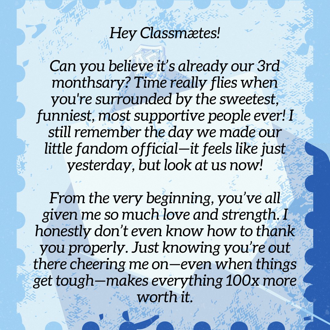 classmaetesofc's tweet photo. [#TRAINEEAE_BRIAR] MÆSSAGE

Hello Classmaetes!

Today, we celebrate not just the 3rd Monthsary of Trainee AE, but also the day our Classmaetes family began.

Through every step, your love and support have been our strength—and now, Trainee AE has a heartfelt message just for you. https://t.co/Wtp0HptuL3