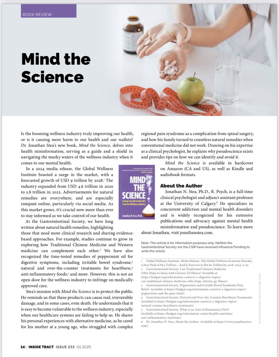Dr. Jonathan N. Stea (@jonathanstea) on Twitter photo Feeling grateful for this thoughtful review of my book, Mind the Science, by the Gastrointestinal Society (<a href="/GISociety/">GI Society</a>). 😊✌️ Feeling grateful for this thoughtful review of my book, Mind the Science, by the Gastrointestinal Society (<a href="/GISociety/">GI Society</a>). 😊✌️
