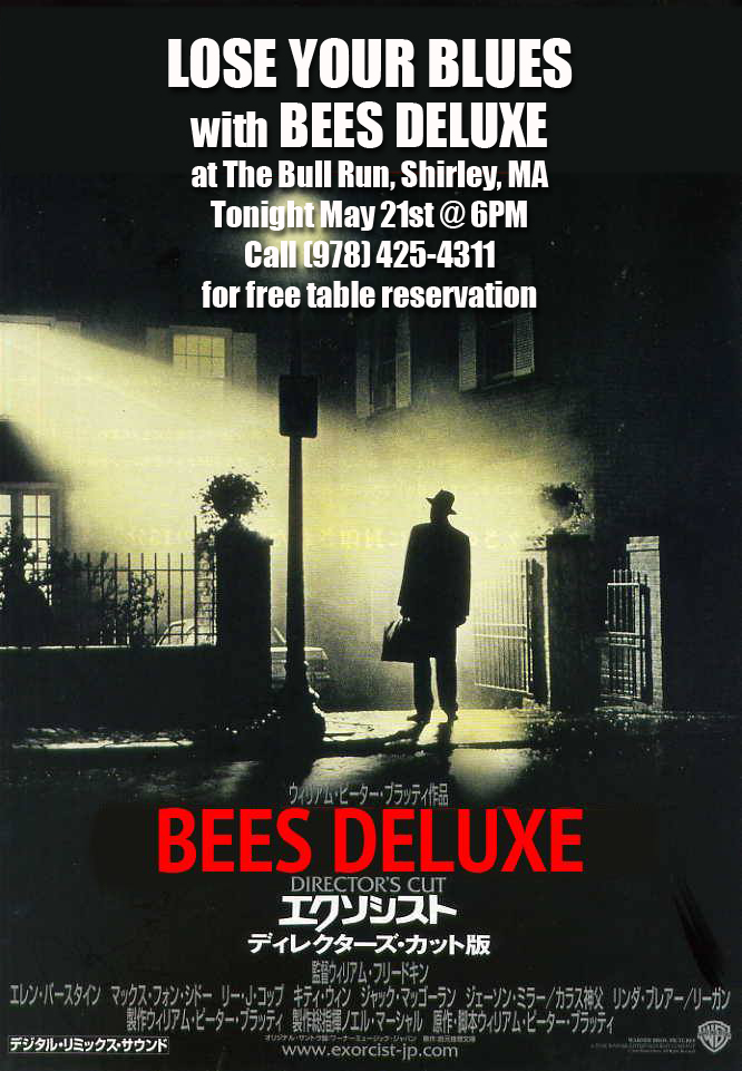BeesDeluxe's tweet photo. Feeling haunted? Come Lose your Blues with Bees Deluxe at the Bull Run in Shirley Massachusetts tonight! 

#blues #acidblues #beesdeluxe #citywinerybos #soundsgoodBOS #roadrunnerbos @BostonGlobe @YippeeBlues #WUMB #WUML #WERS #BullRun1740 https://t.co/V831xHgVZt